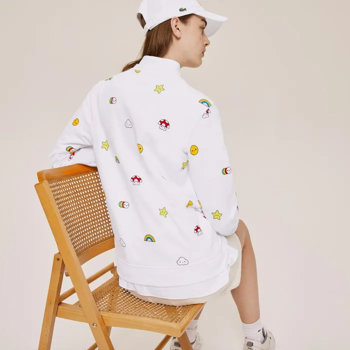 Sweaters and Sweatshirts Lacoste Womens Unisex x FriendsWithYou Design Sweatshirt White Gift 4 You