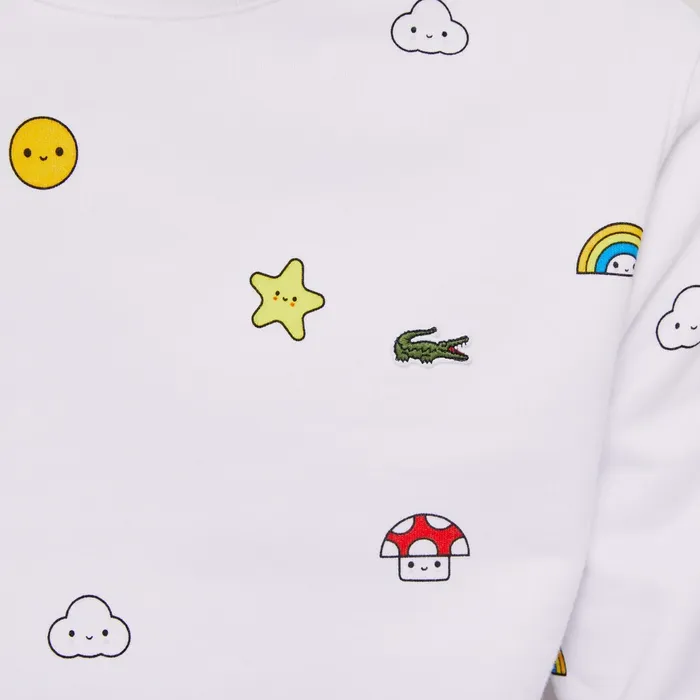 Sweaters and Sweatshirts Lacoste Womens Unisex x FriendsWithYou Design Sweatshirt White Gift 4 You