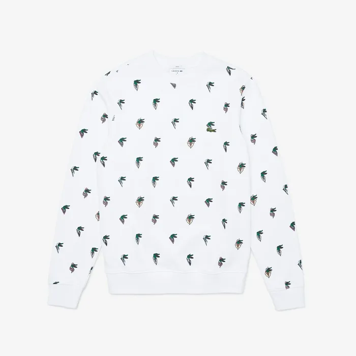 Sweaters and Sweatshirts Lacoste Womens Unisex x JeanMichel Tixier Print Sweatshirt White Store