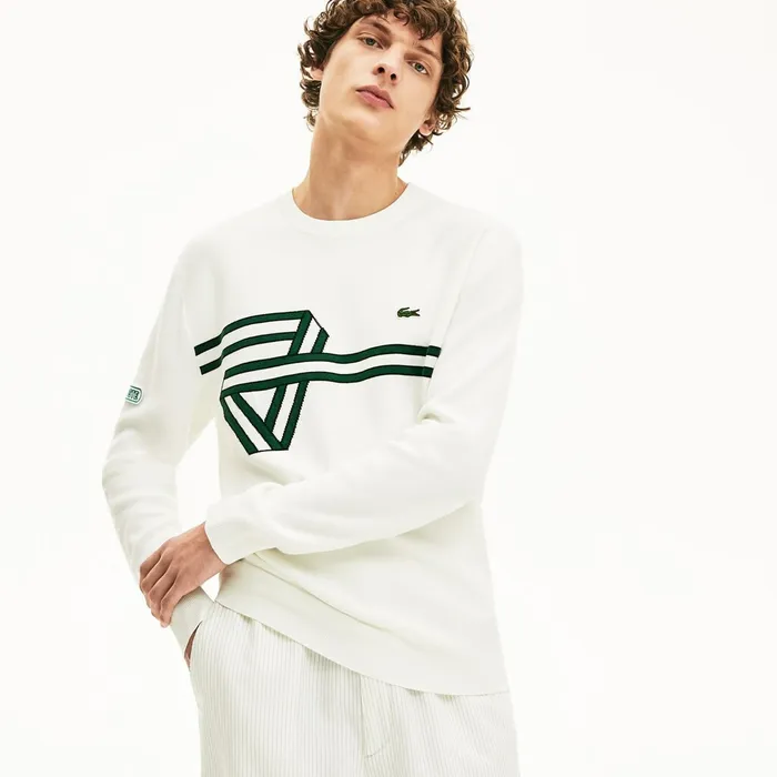 Sweaters Lacoste Mens Band Design Heritage Knit Sweater WhiteBlackGreenWhite Online Store Sweaters Lacoste Mens Band Design Heritage Knit Sweater WhiteBlackGreenWhite Online Store