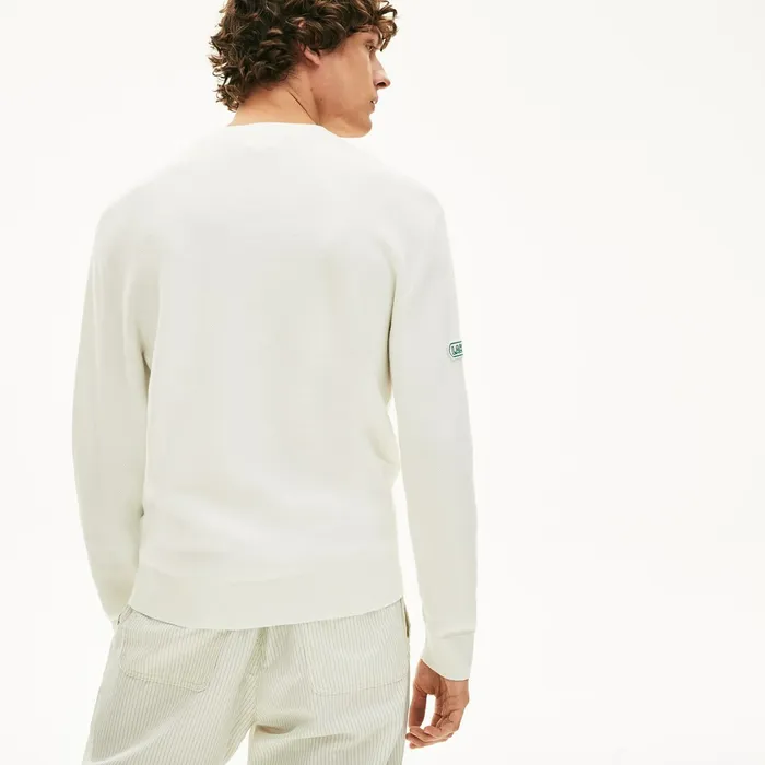 Sweaters Lacoste Mens Band Design Heritage Knit Sweater WhiteBlackGreenWhite Online Store