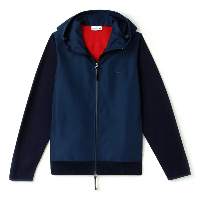 Sweaters Lacoste Mens Motion Hooded Zippered Jersey Sweater Navy BlueRed Gift for Friend Sweaters Lacoste Mens Motion Hooded Zippered Jersey Sweater Navy BlueRed Gift for Friend