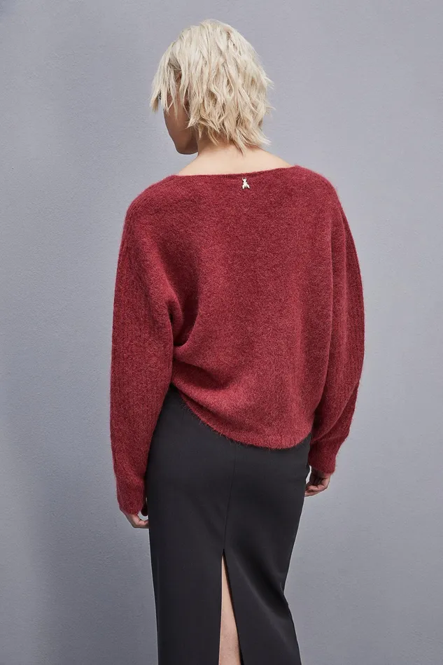 Sweaters Women Patrizia Pepe AlpacaBlend Sweater With VNeck Cherry Bomb