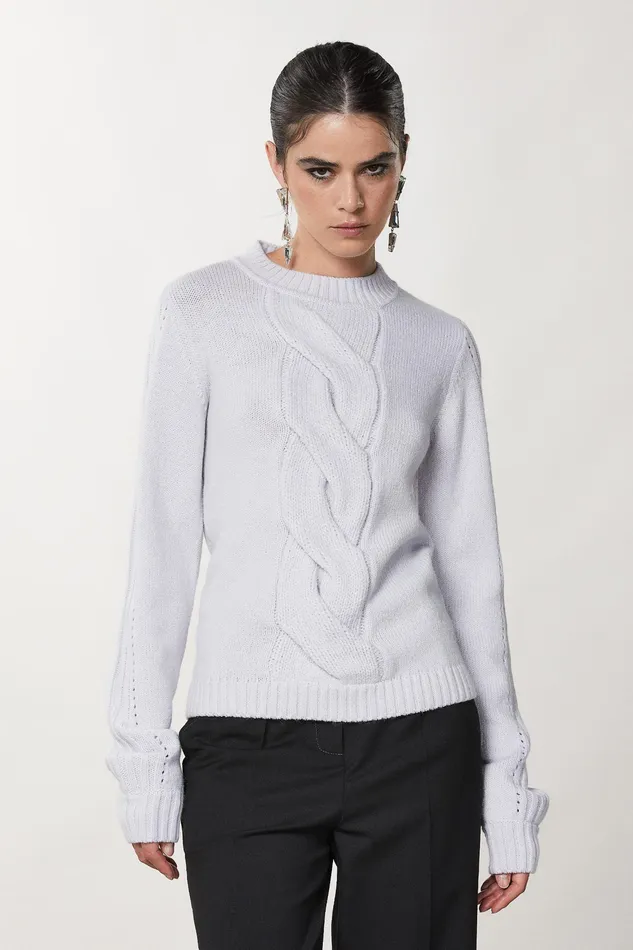 Sweaters Women Patrizia Pepe CutOut Cable Knit Sweater Eldorado White