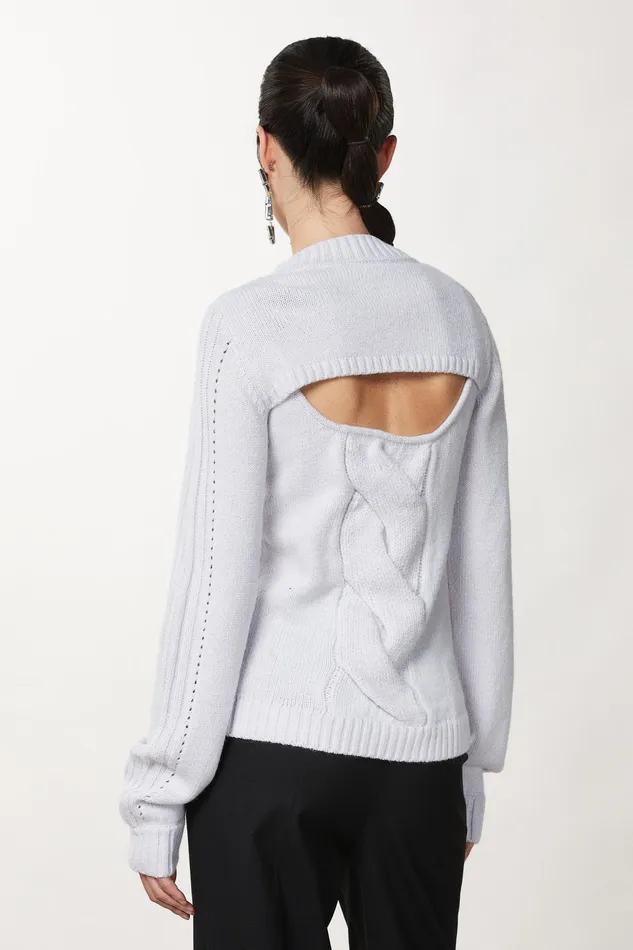 Sweaters Women Patrizia Pepe CutOut Cable Knit Sweater Eldorado White