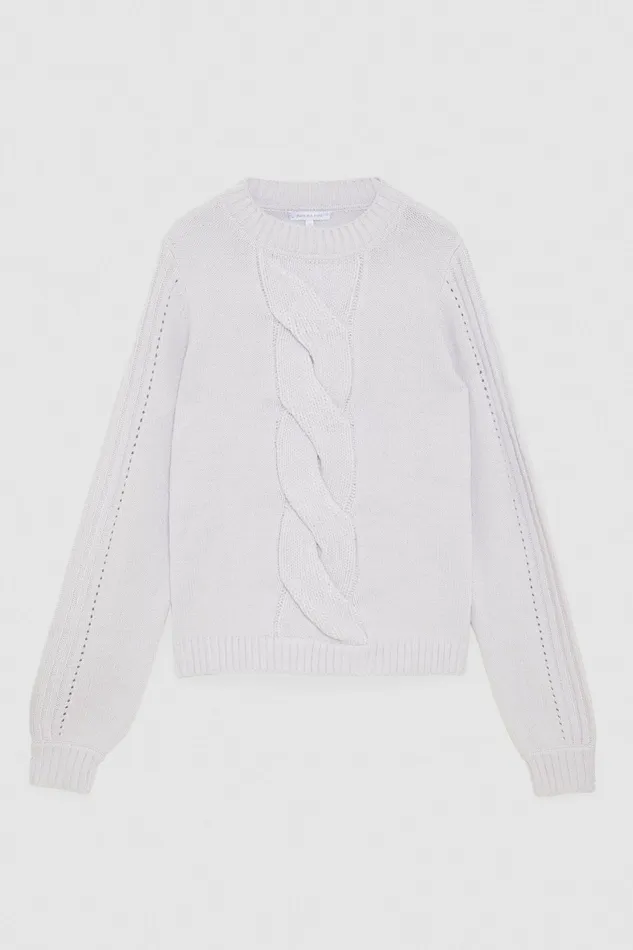 Sweaters Women Patrizia Pepe CutOut Cable Knit Sweater Eldorado White