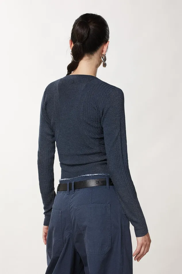 Sweaters Women Patrizia Pepe Essential Lurex Sweater Odissey Grey Lurex
