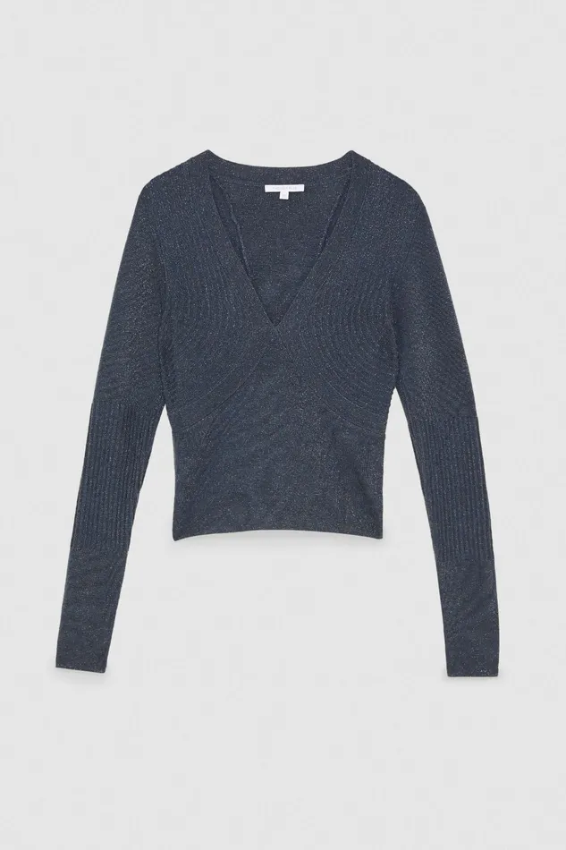 Sweaters Women Patrizia Pepe Essential Lurex Sweater Odissey Grey Lurex