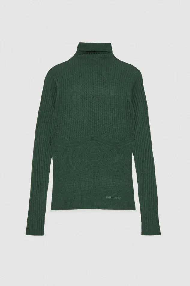Sweaters Women Patrizia Pepe Pure Wool Turtleneck Sweater Tuscany Green