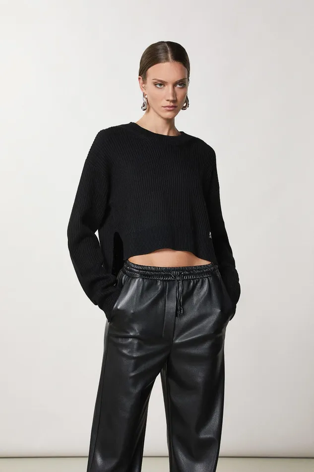 Sweaters Women Patrizia Pepe Ribbed Sweater Nero