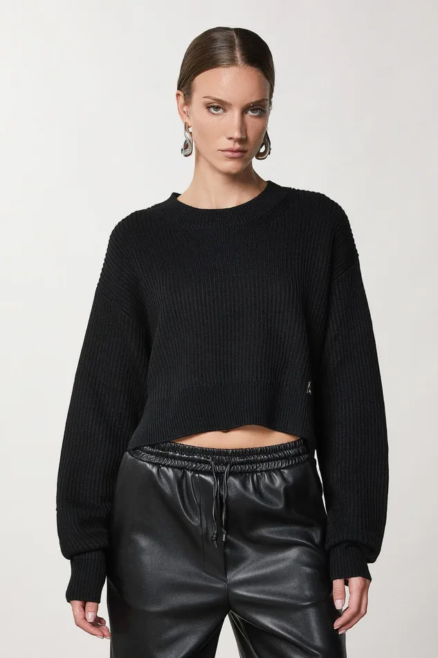 Sweaters Women Patrizia Pepe Ribbed Sweater Nero