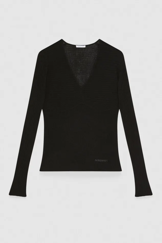 Sweaters Women Patrizia Pepe Super Light Wool Sweater Nero
