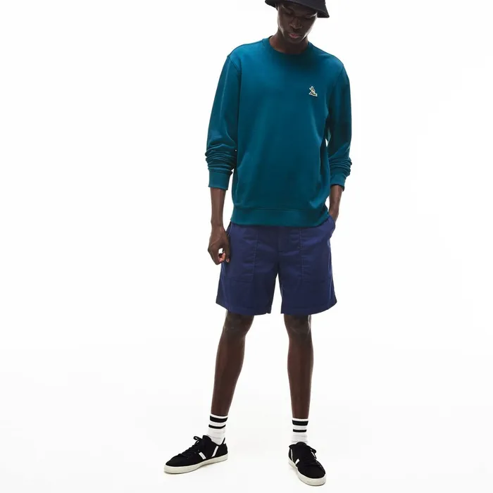 Sweatshirts Lacoste Mens Crew Neck Fleece Sweatshirt Blue For Sale Online