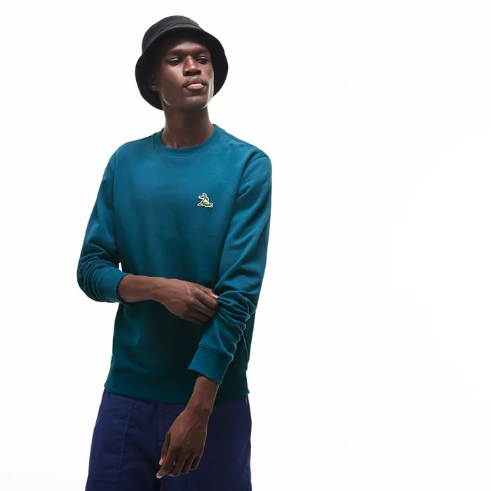 Sweatshirts Lacoste Mens Crew Neck Fleece Sweatshirt Blue For Sale Online