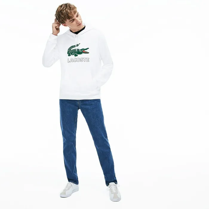 Sweatshirts Lacoste Mens Hooded Fleece Sweatshirt White Store