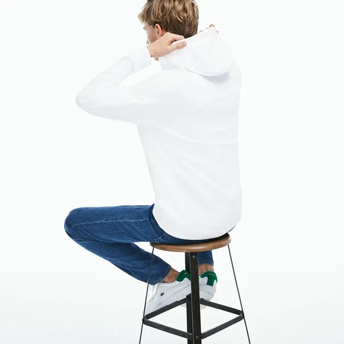 Sweatshirts Lacoste Mens Hooded Fleece Sweatshirt White Store