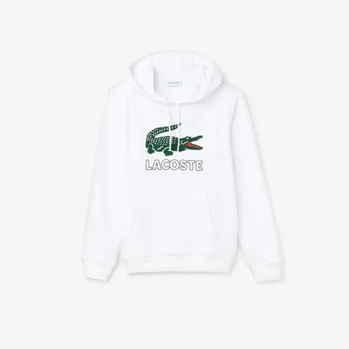 Sweatshirts Lacoste Mens Hooded Fleece Sweatshirt White Store