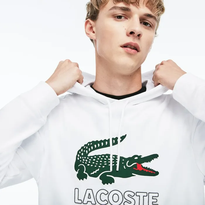 Sweatshirts Lacoste Mens Hooded Fleece Sweatshirt White Store