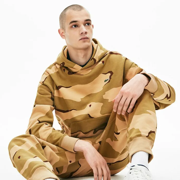 Sweatshirts Lacoste Mens LIVE Hooded Camo Print Fleece Sweatshirt BeigeWhite Store Sweatshirts Lacoste Mens LIVE Hooded Camo Print Fleece Sweatshirt BeigeWhite Store