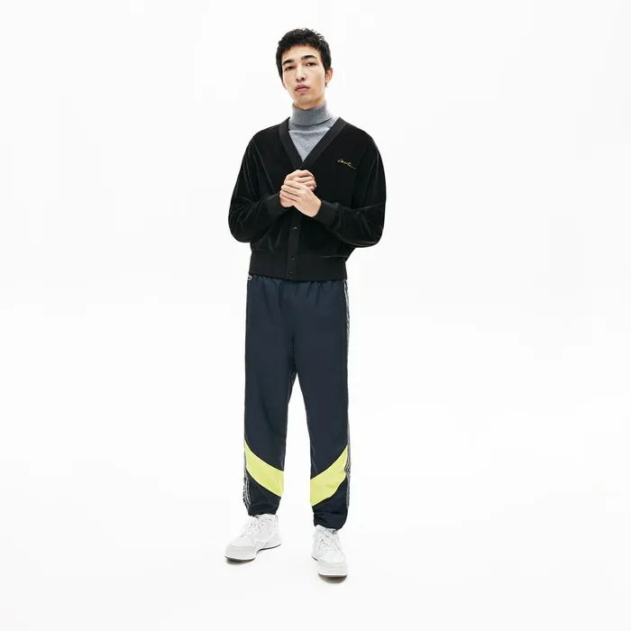 Sweatshirts Lacoste Mens LIVE Signature Velour Cardigan Black Outlet Factory