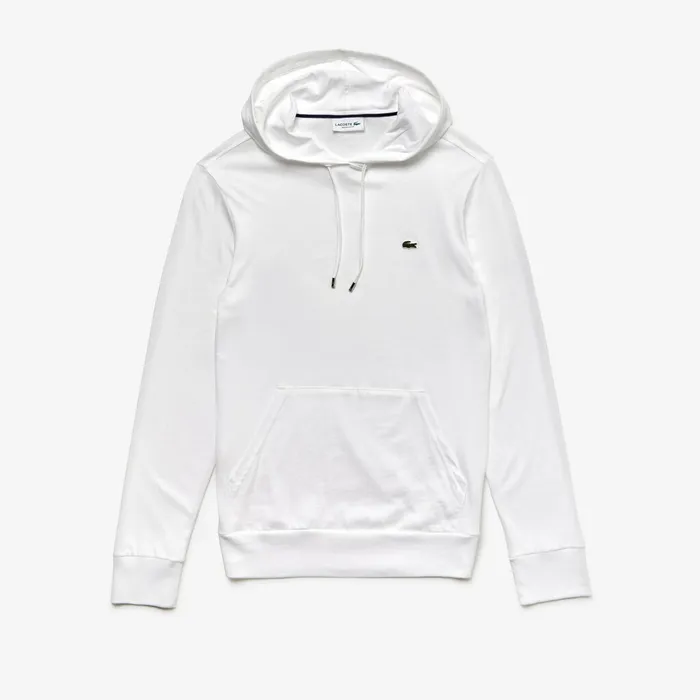 Sweatshirts Lacoste Mens Regular Fit Hooded Jersey Tshirt White On Sale