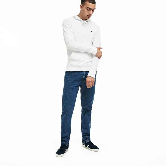 Sweatshirts Lacoste Mens Regular Fit Hooded Jersey Tshirt White On Sale