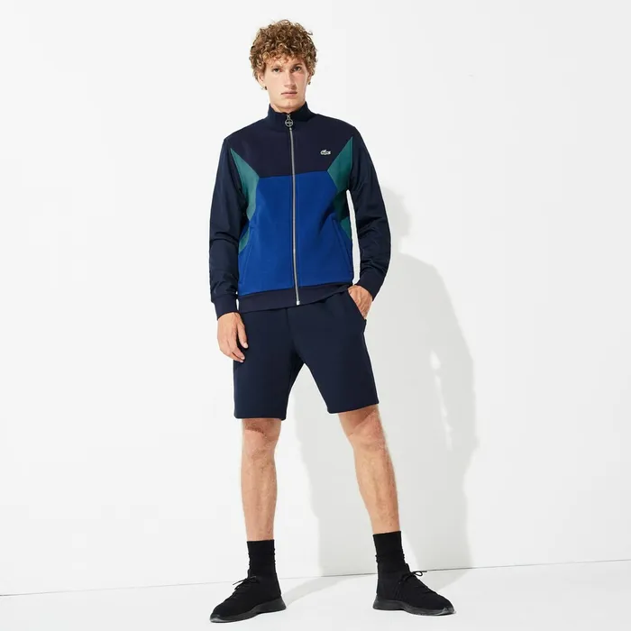Sweatshirts Lacoste Mens SPORT ColorBlocked Zip Up Tennis Sweatshirt Navy BlueGreen Online
