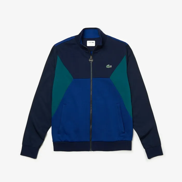 Sweatshirts Lacoste Mens SPORT ColorBlocked Zip Up Tennis Sweatshirt Navy BlueGreen Online