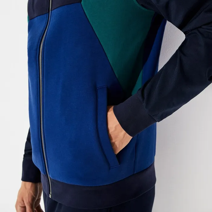 Sweatshirts Lacoste Mens SPORT ColorBlocked Zip Up Tennis Sweatshirt Navy BlueGreen Online