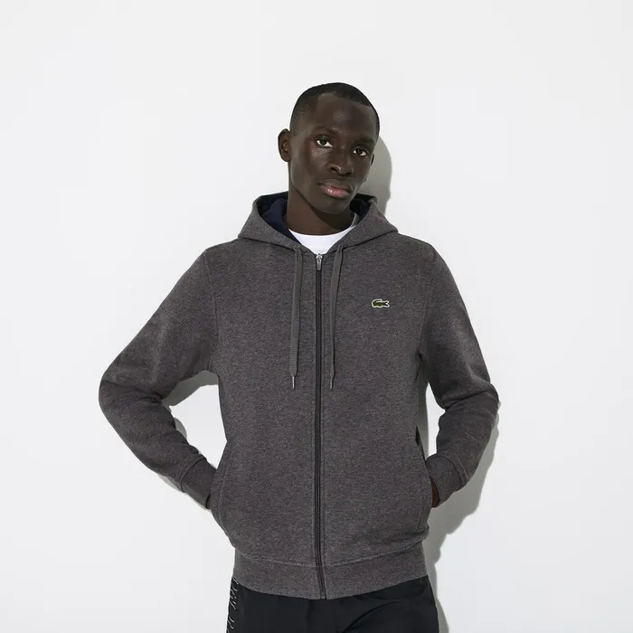 Sweatshirts Lacoste Mens SPORT FullZip Fleece Hoodie Grey ChineNavy Blue Near Me