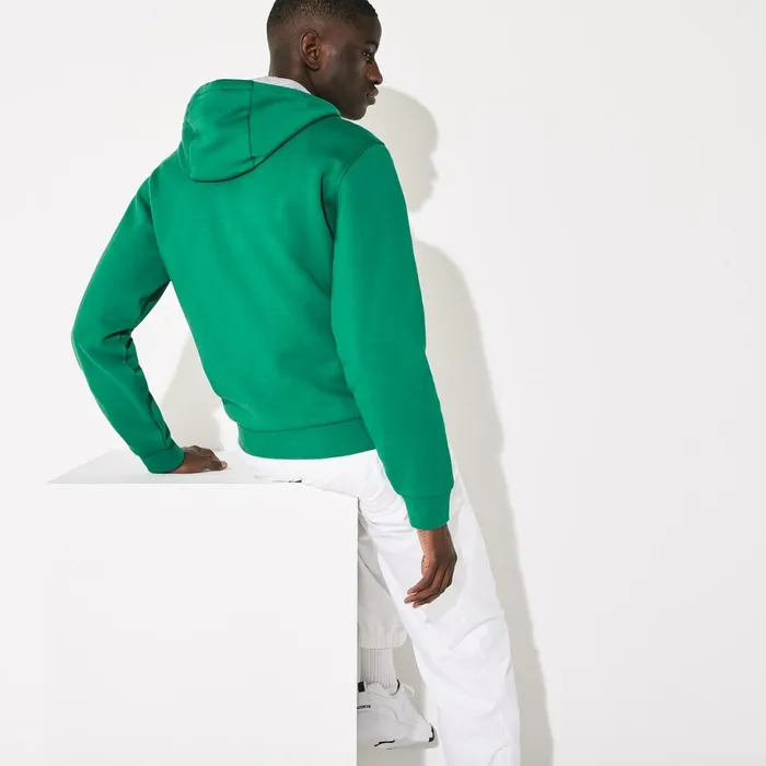 Sweatshirts Lacoste Mens SPORT Hooded Fleece Tennis Sweatshirt GreenGrey Chine Gift 4 You