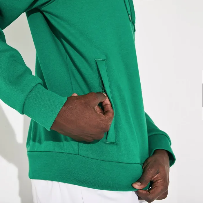 Sweatshirts Lacoste Mens SPORT Hooded Fleece Tennis Sweatshirt GreenGrey Chine Gift 4 You