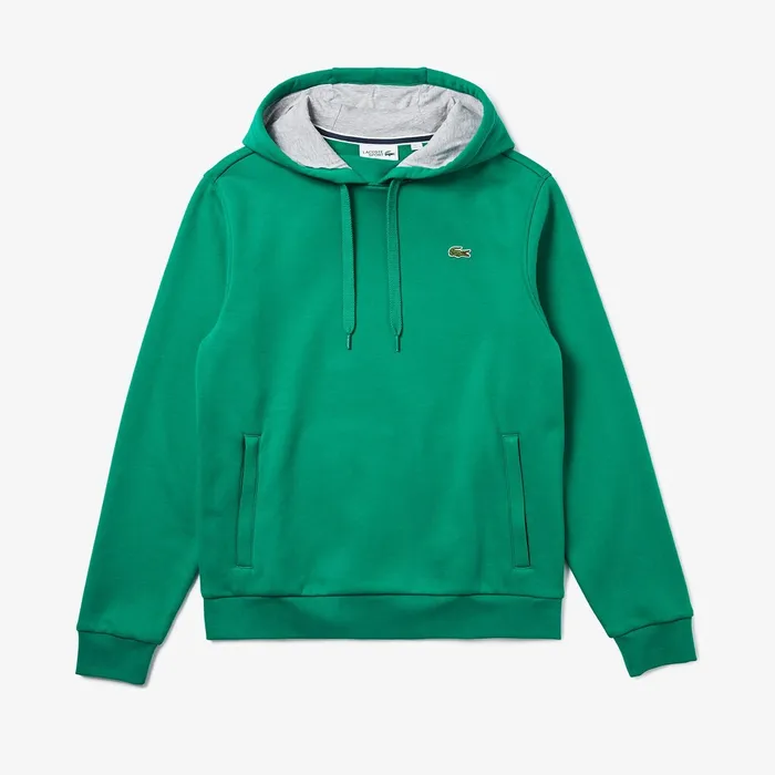 Sweatshirts Lacoste Mens SPORT Hooded Fleece Tennis Sweatshirt GreenGrey Chine Gift 4 You