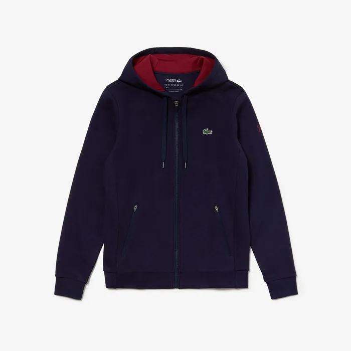 Sweatshirts Lacoste Mens SPORT Novak Djokovic Croc Logo Sweatshirt Navy BlueBordeaux Online Store