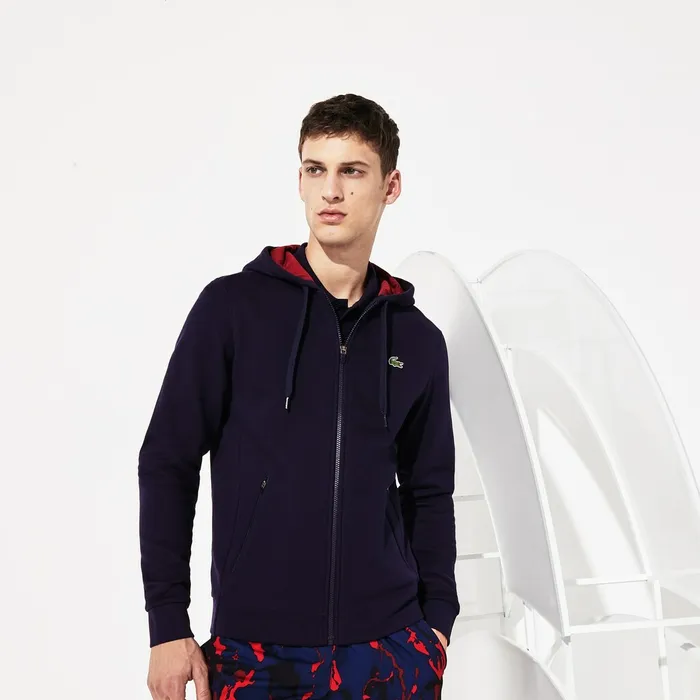 Sweatshirts Lacoste Mens SPORT Novak Djokovic Croc Logo Sweatshirt Navy BlueBordeaux Online Store