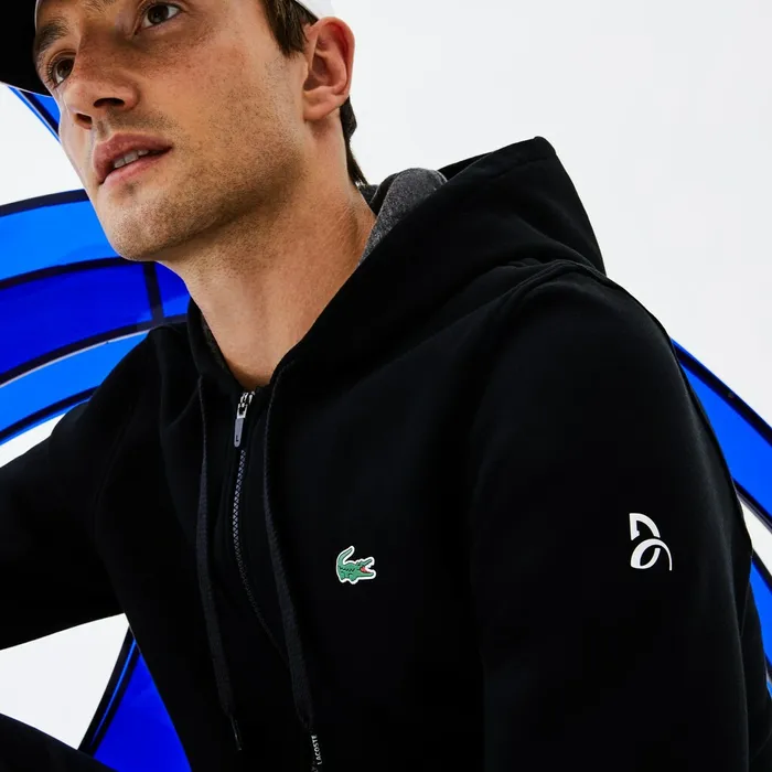 Sweatshirts Lacoste Mens SPORT Novak Djokovic Technical Fleece Hooded Zip Sweatshirt BlackGrey ChineWhite Outlet Sweatshirts Lacoste Mens SPORT Novak Djokovic Technical Fleece Hooded Zip Sweatshirt BlackGrey ChineWhite Outlet