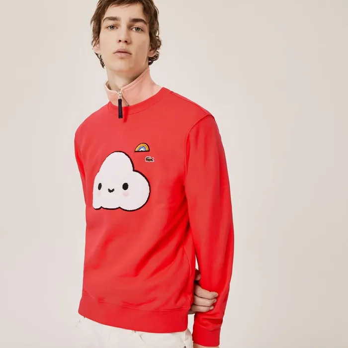 Sweatshirts Lacoste Mens Unisex x FriendsWithYou Print Sweatshirt Red For Sale