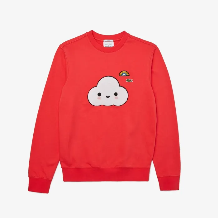 Sweatshirts Lacoste Mens Unisex x FriendsWithYou Print Sweatshirt Red For Sale