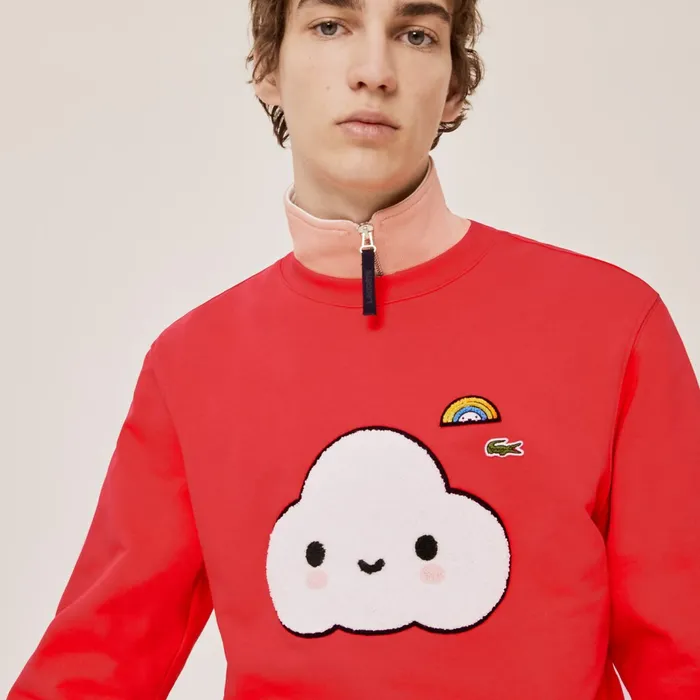 Sweatshirts Lacoste Mens Unisex x FriendsWithYou Print Sweatshirt Red For Sale