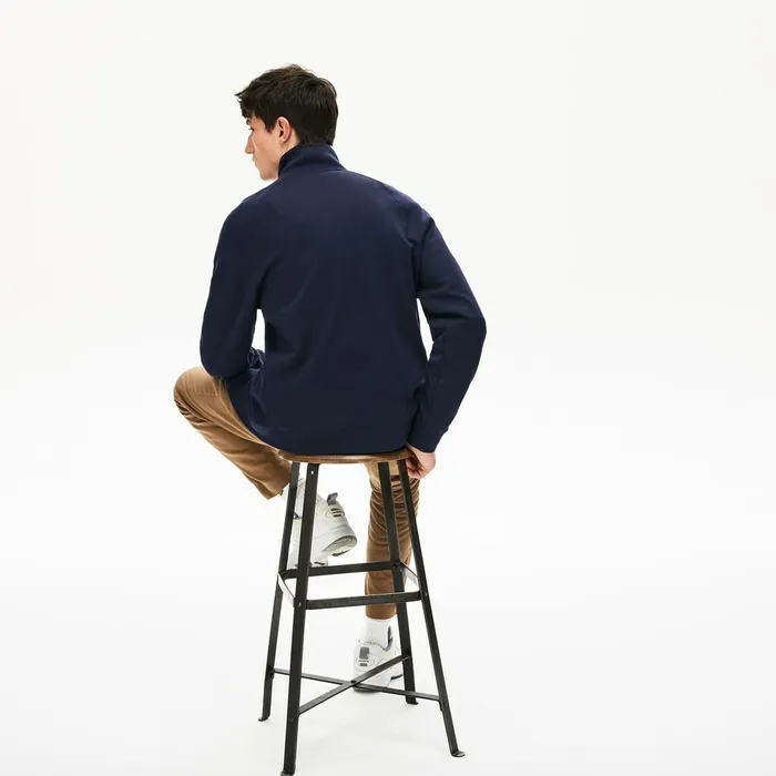 Sweatshirts Lacoste Mens Zippered Solid Sweatshirt Navy BlueKhaki Green Popular
