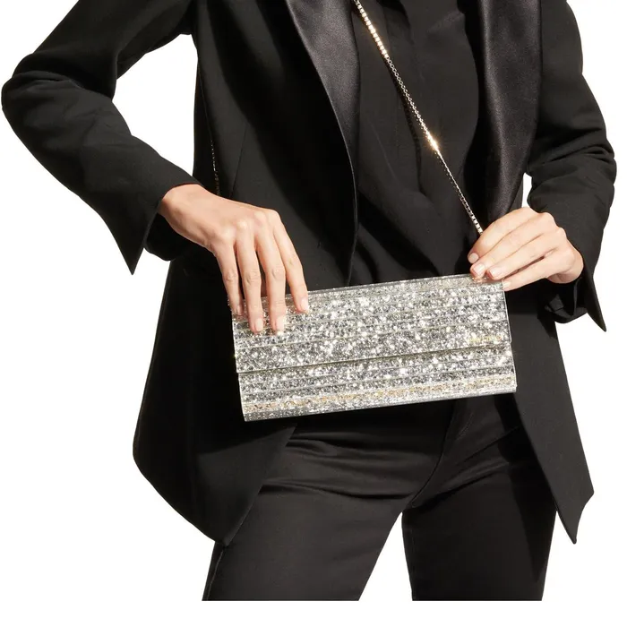 Sweetie Champagne Coarse Glitter Acrylic Clutch Bag Champagne Women JIMMY CHOO Clutch Bags