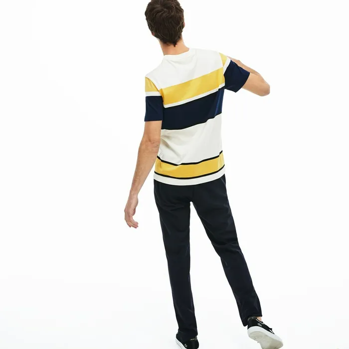 TShirts Lacoste Mens Crew Neck Cotton Tshirt WhiteBlackYellowNavy Blue Store