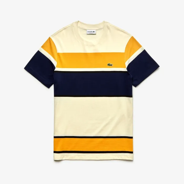 TShirts Lacoste Mens Crew Neck Cotton Tshirt WhiteBlackYellowNavy Blue Store