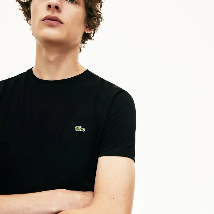 TShirts Lacoste Mens Crew Neck Pima Cotton TShirt Black Outlet