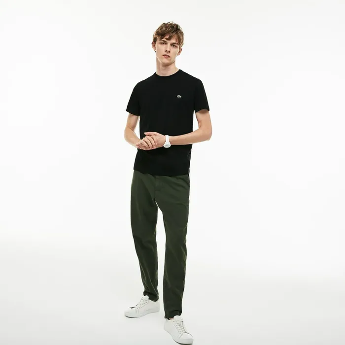 TShirts Lacoste Mens Crew Neck Pima Cotton TShirt Black Outlet
