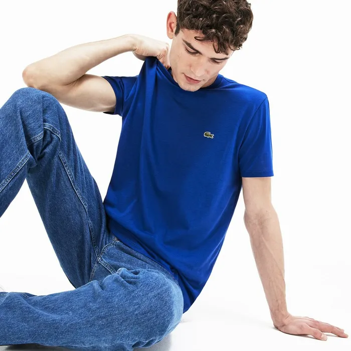 TShirts Lacoste Mens Crew Neck Pima Cotton TShirt Blue USA