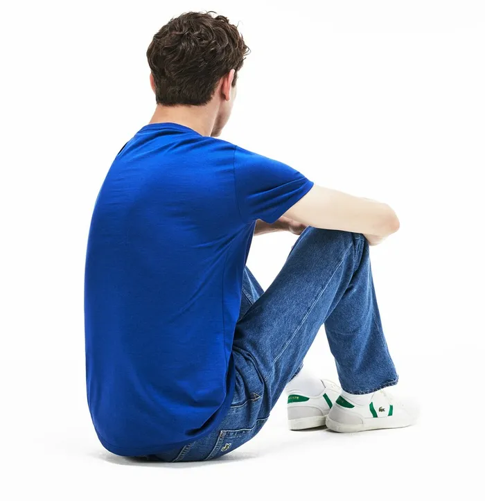 TShirts Lacoste Mens Crew Neck Pima Cotton TShirt Blue USA