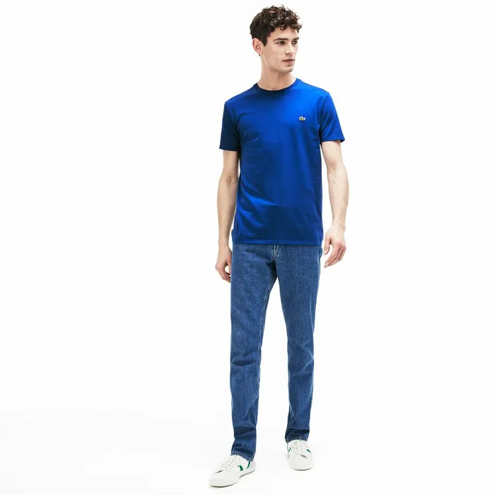 TShirts Lacoste Mens Crew Neck Pima Cotton TShirt Blue USA