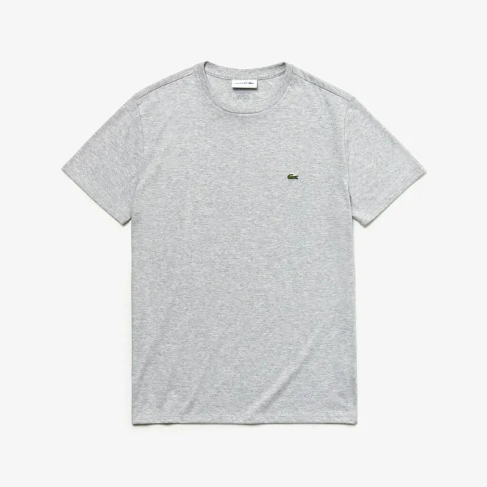 TShirts Lacoste Mens Crew Neck Pima Cotton TShirt Grey Chine Online Outlet Store