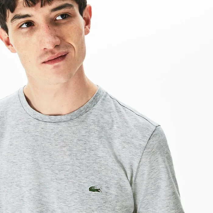 TShirts Lacoste Mens Crew Neck Pima Cotton TShirt Grey Chine Online Outlet Store